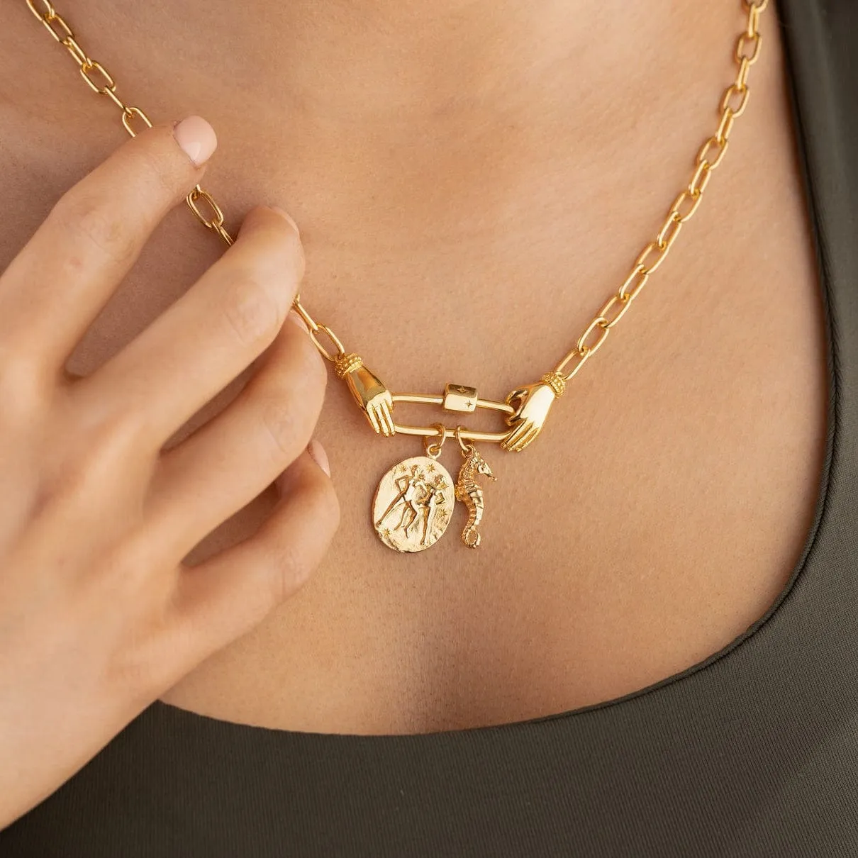 Gold Plated Precious Hands Necklace