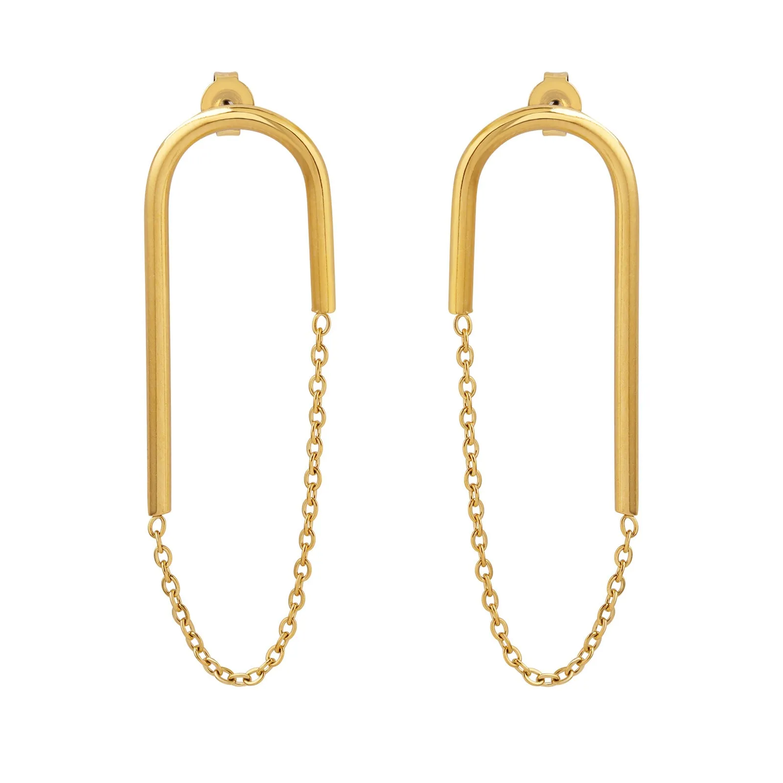 Golden Charm U-Shaped Earrings - Trendy Titanium Plated Fashion Jewelry