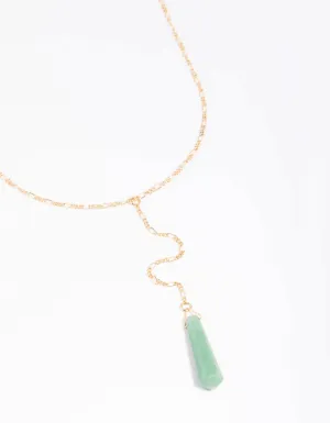 Green Fluorite Shard Lariat Necklace