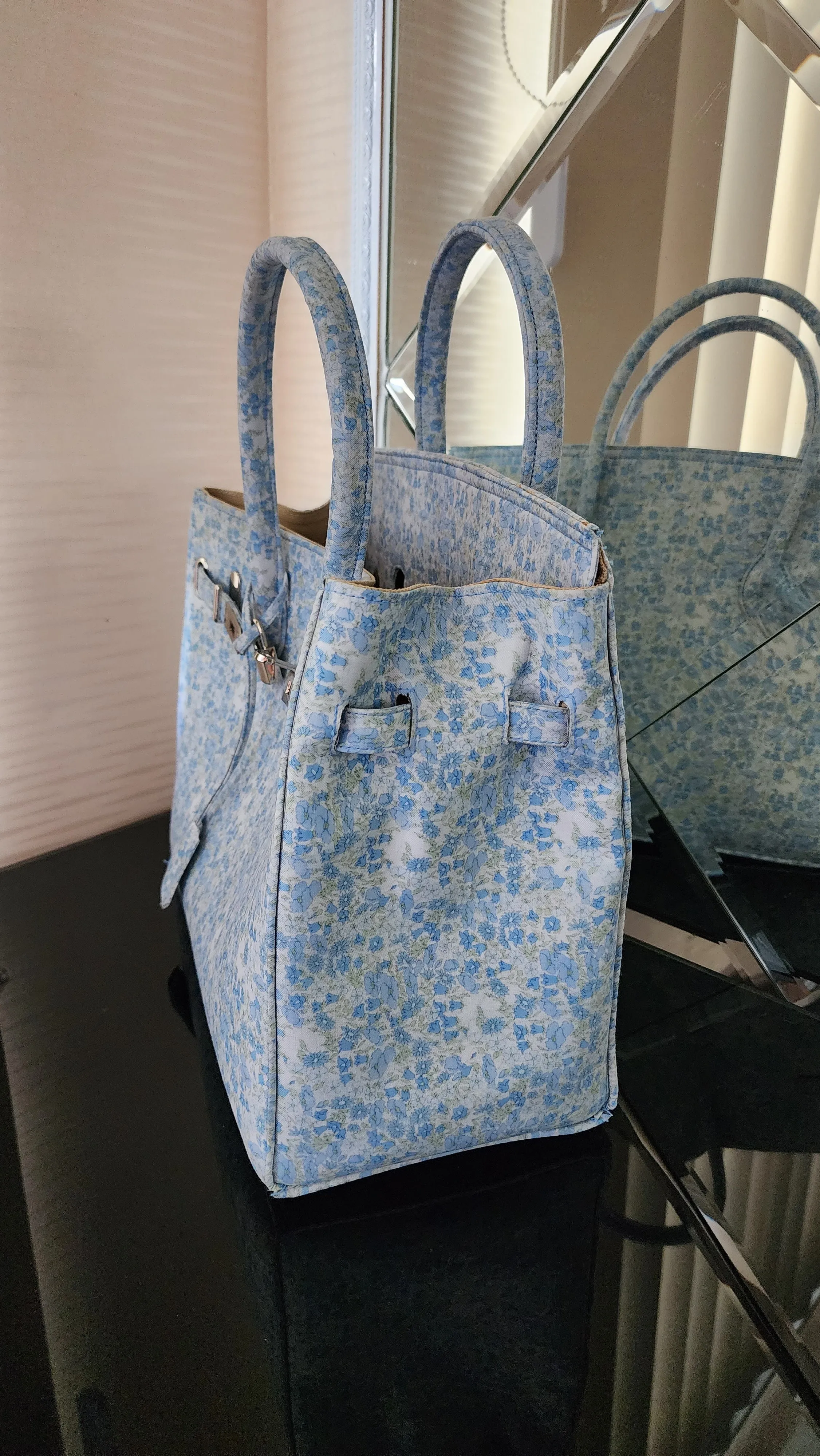 Handmade Cotton printed, Medium size (35cm)_Baby blue