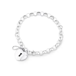 Heart Padlock Bracelet in Sterling Silver