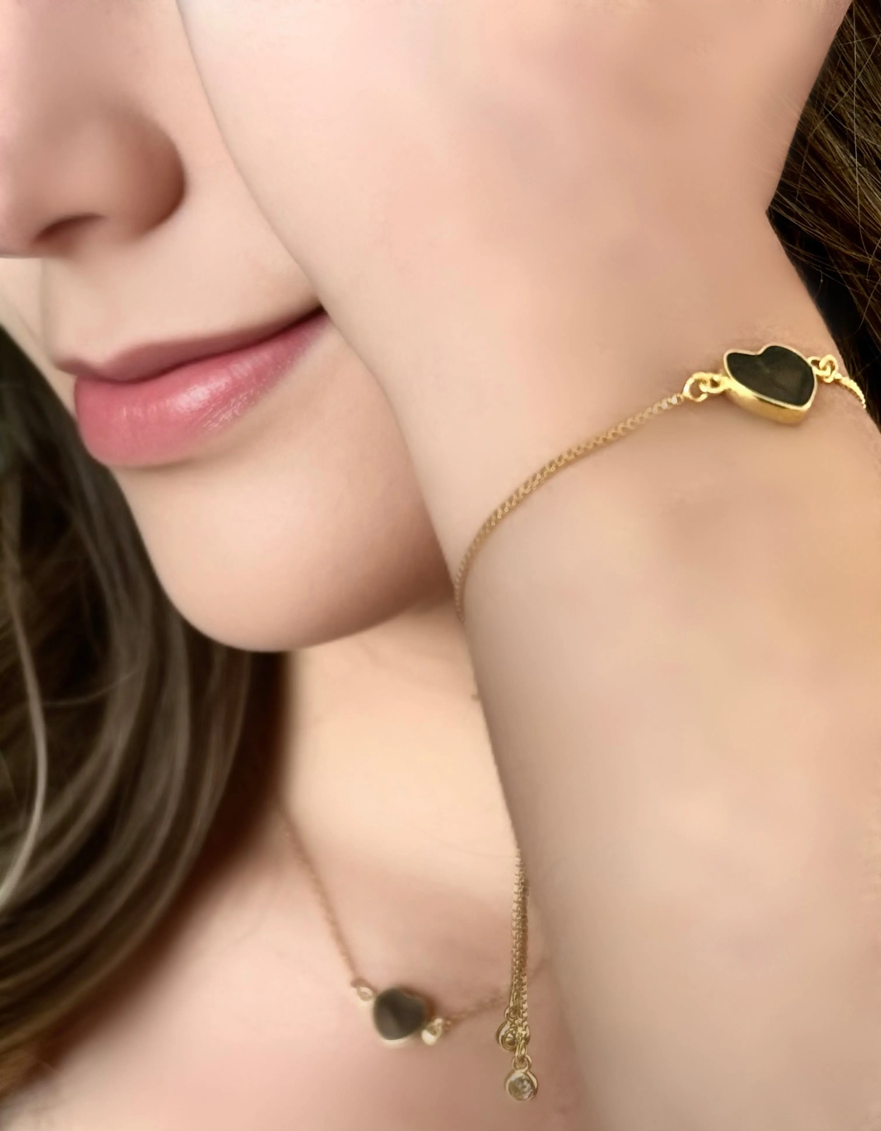 Heart: Semi Precious Stone Necklace: Labradorite (NGCH67LD)