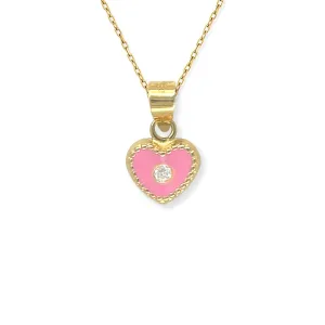 Heart Shape Gold and Diamond Necklace