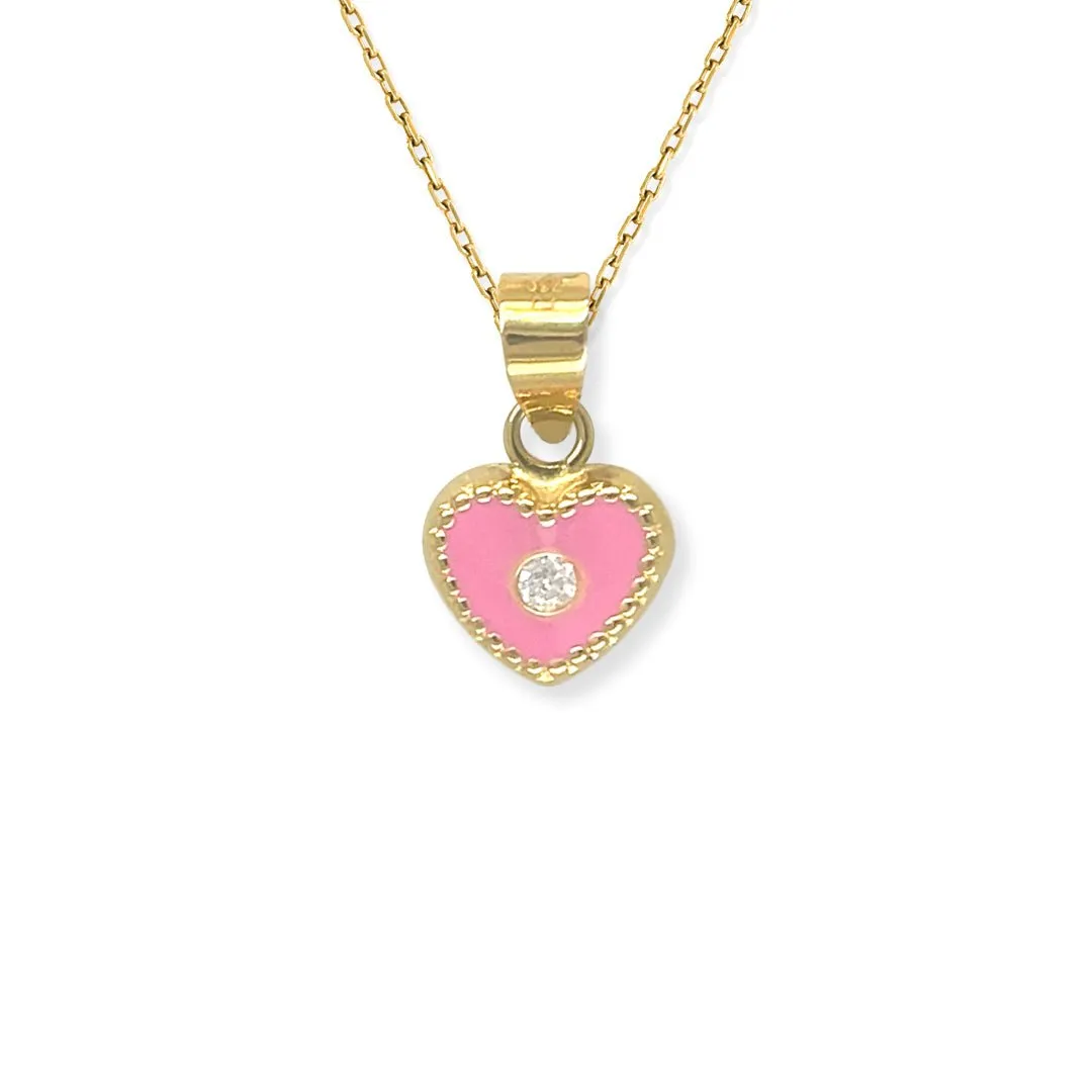 Heart Shape Gold and Diamond Necklace