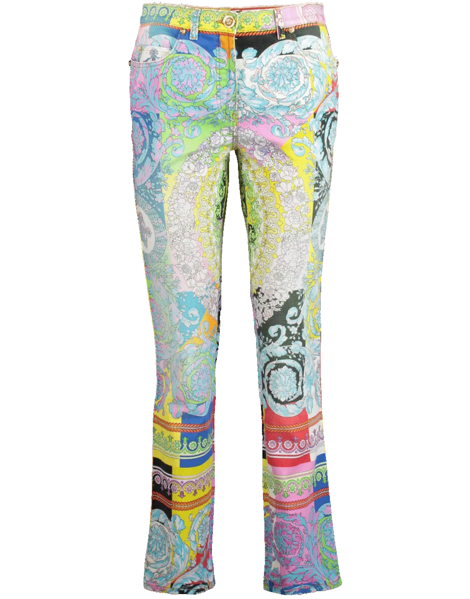 Hi Rise Print Pastel Jeans