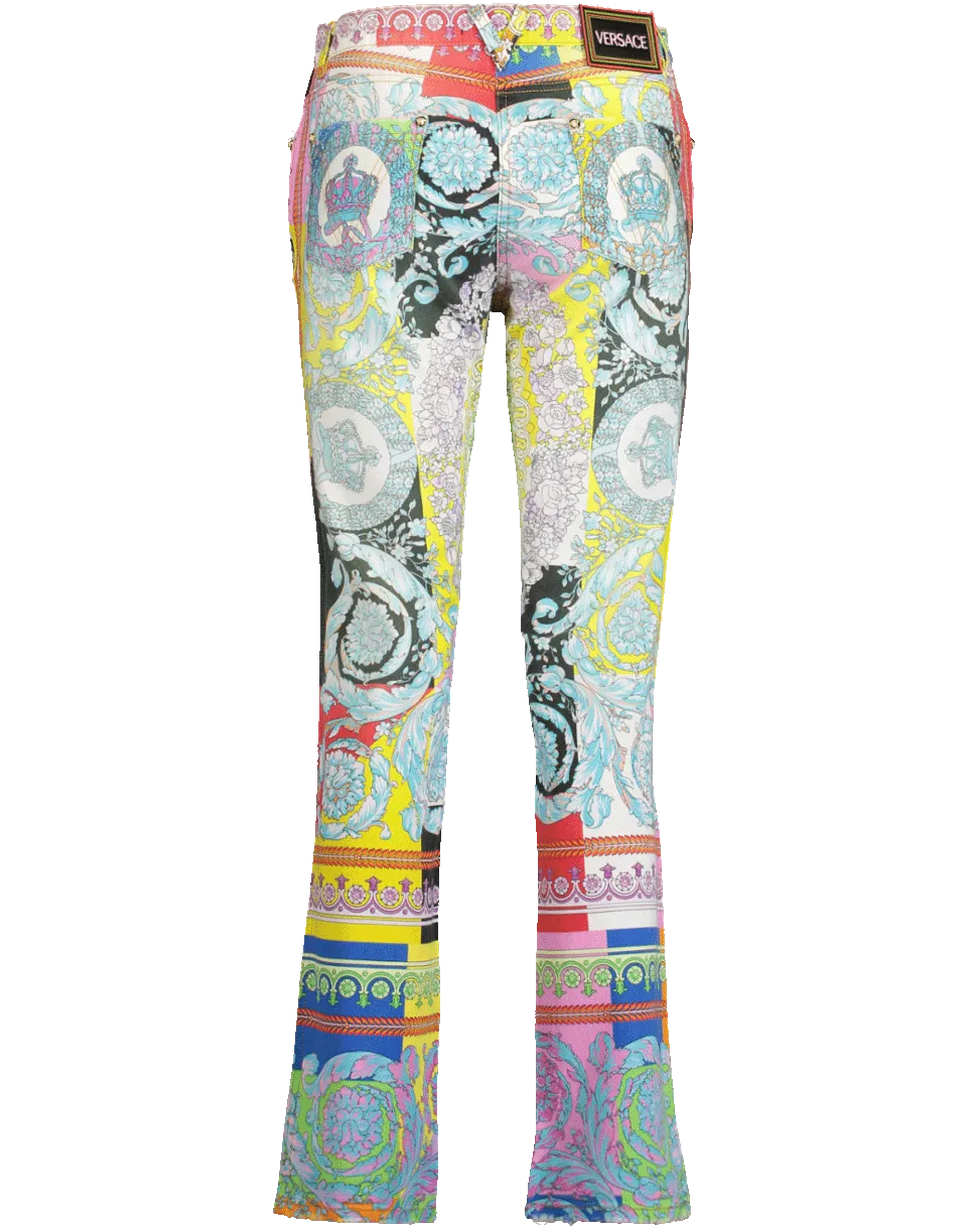Hi Rise Print Pastel Jeans