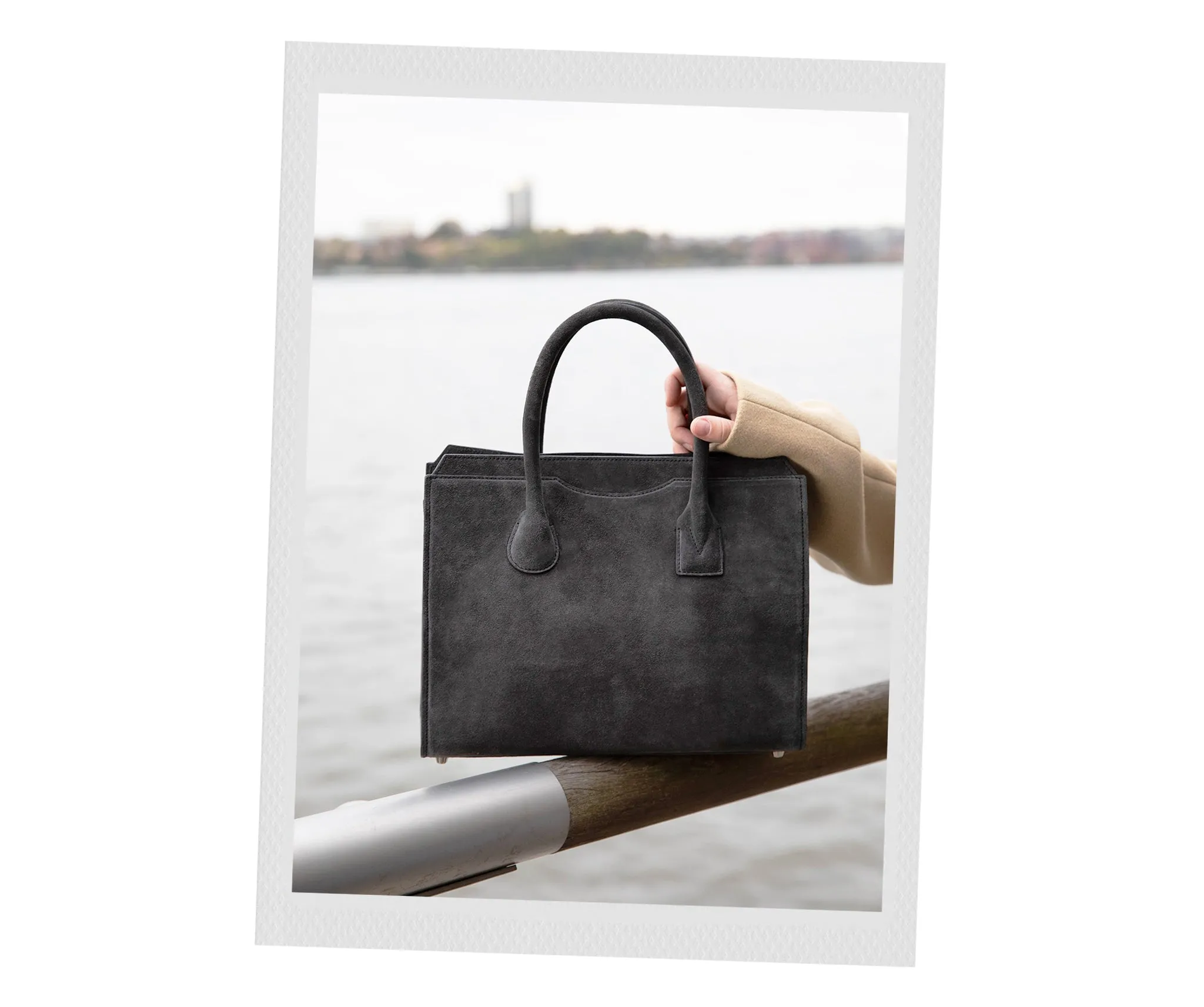 Highline 130 Suede Handbag in Charcoal