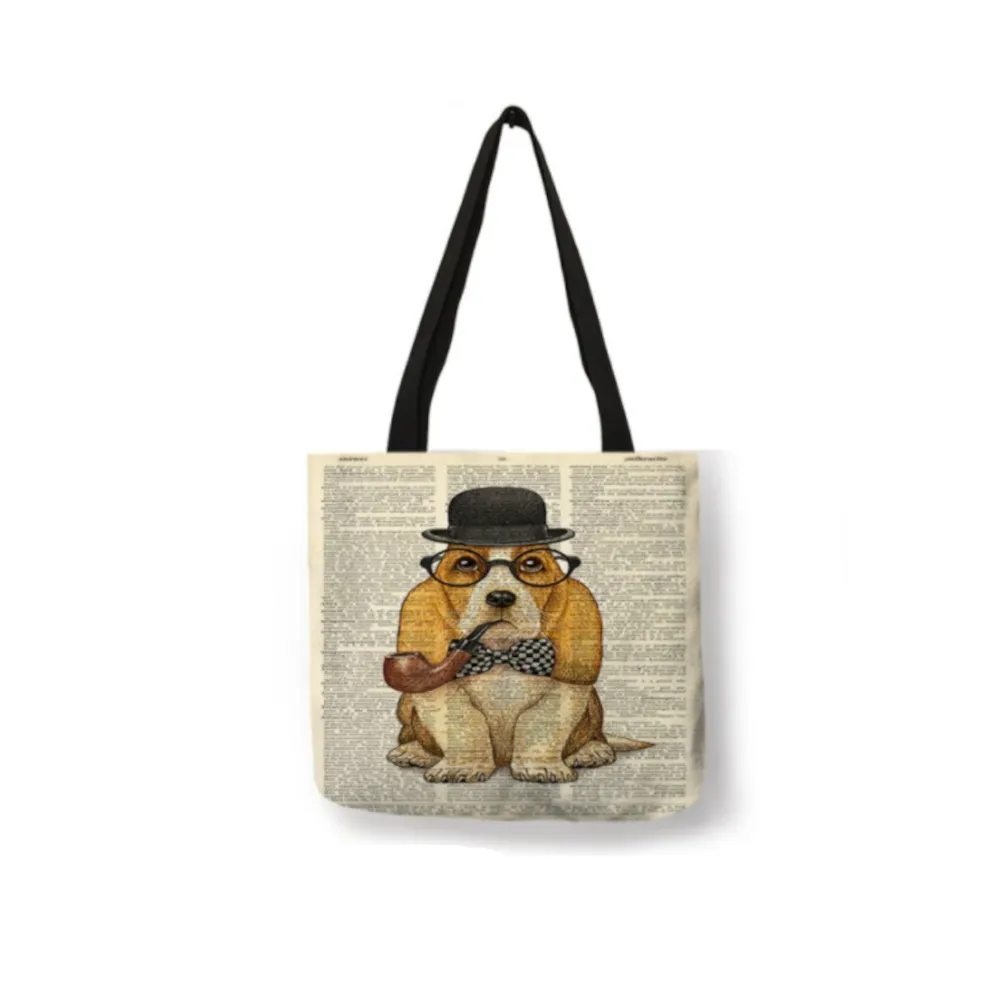 Hound With a Pipe Canvas Tote Bag