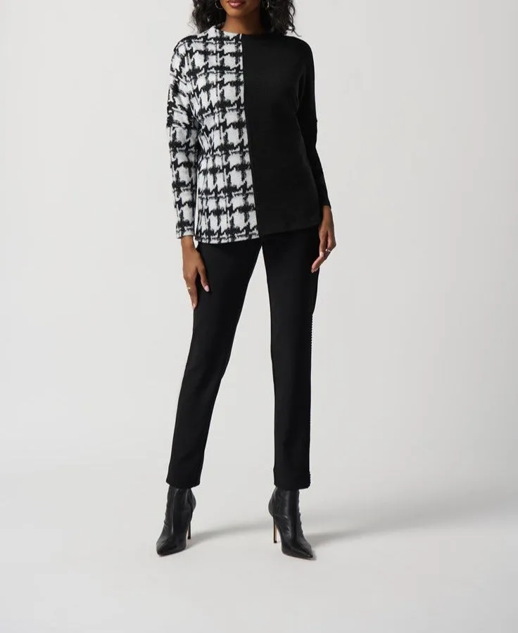 Houndstooth Jacquard Color Block Boxy Top