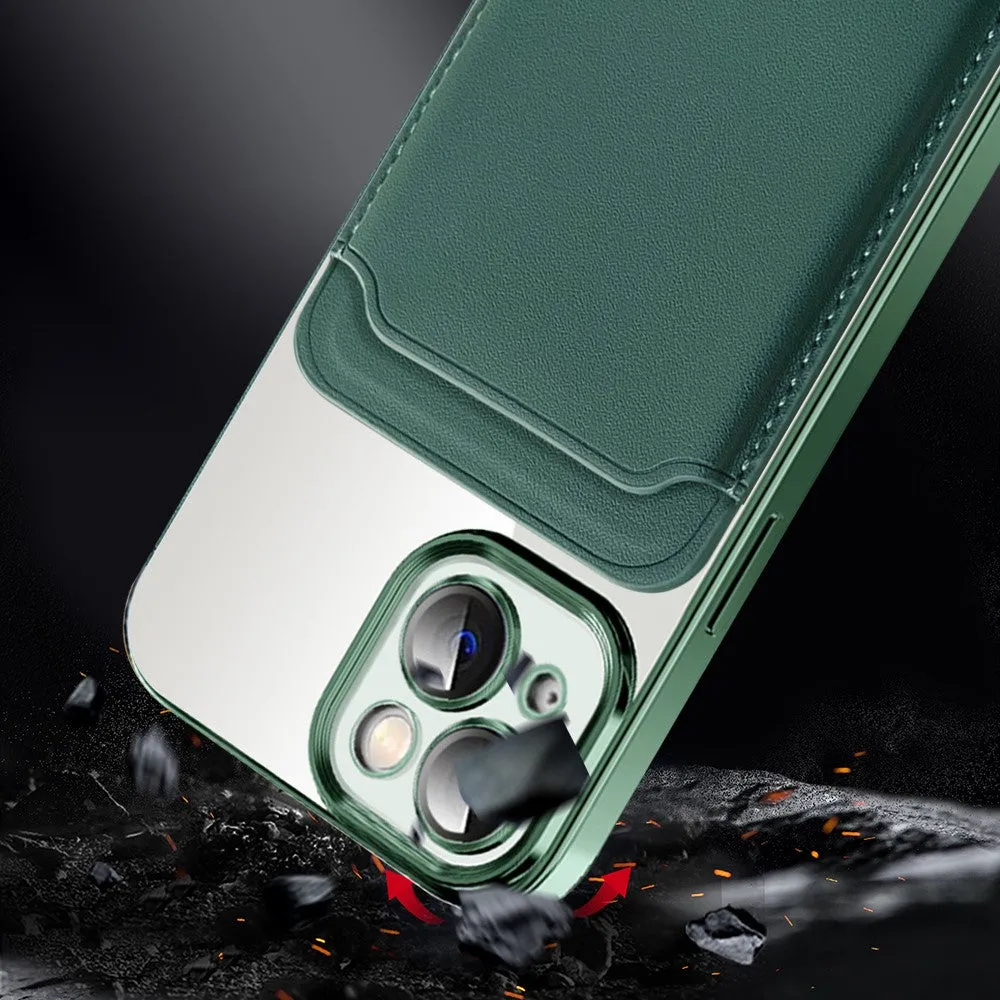 iPhone 12 / iPhone 12 Pro 2in1 MagSafe Hybrid Case TPU Bumper   Leather Wallet Credit Card Holder - Black / Transparent