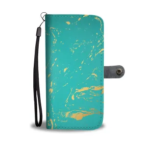 Jade Green & Gold Specks Phone Wallet Case