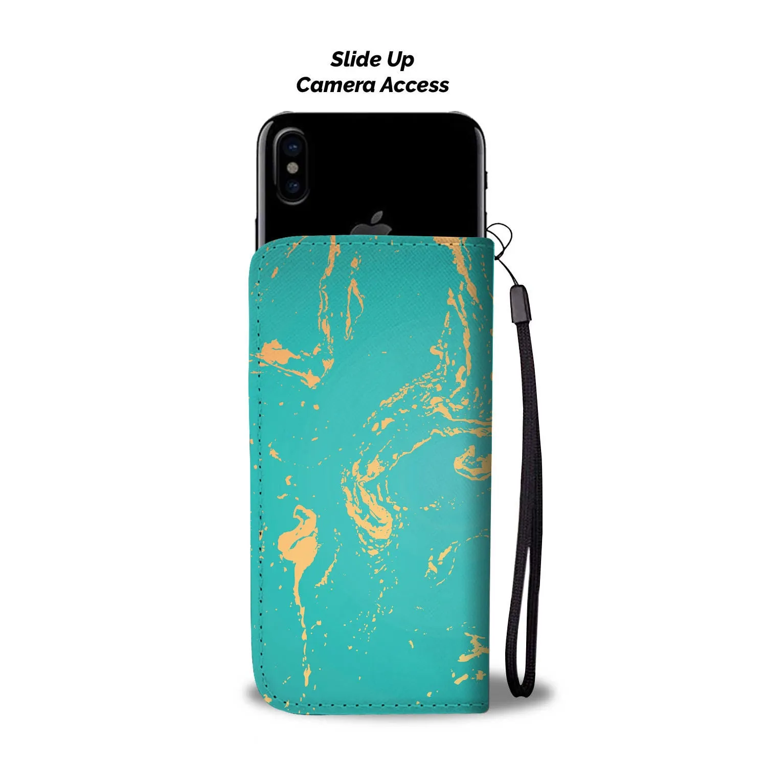 Jade Green & Gold Specks Phone Wallet Case