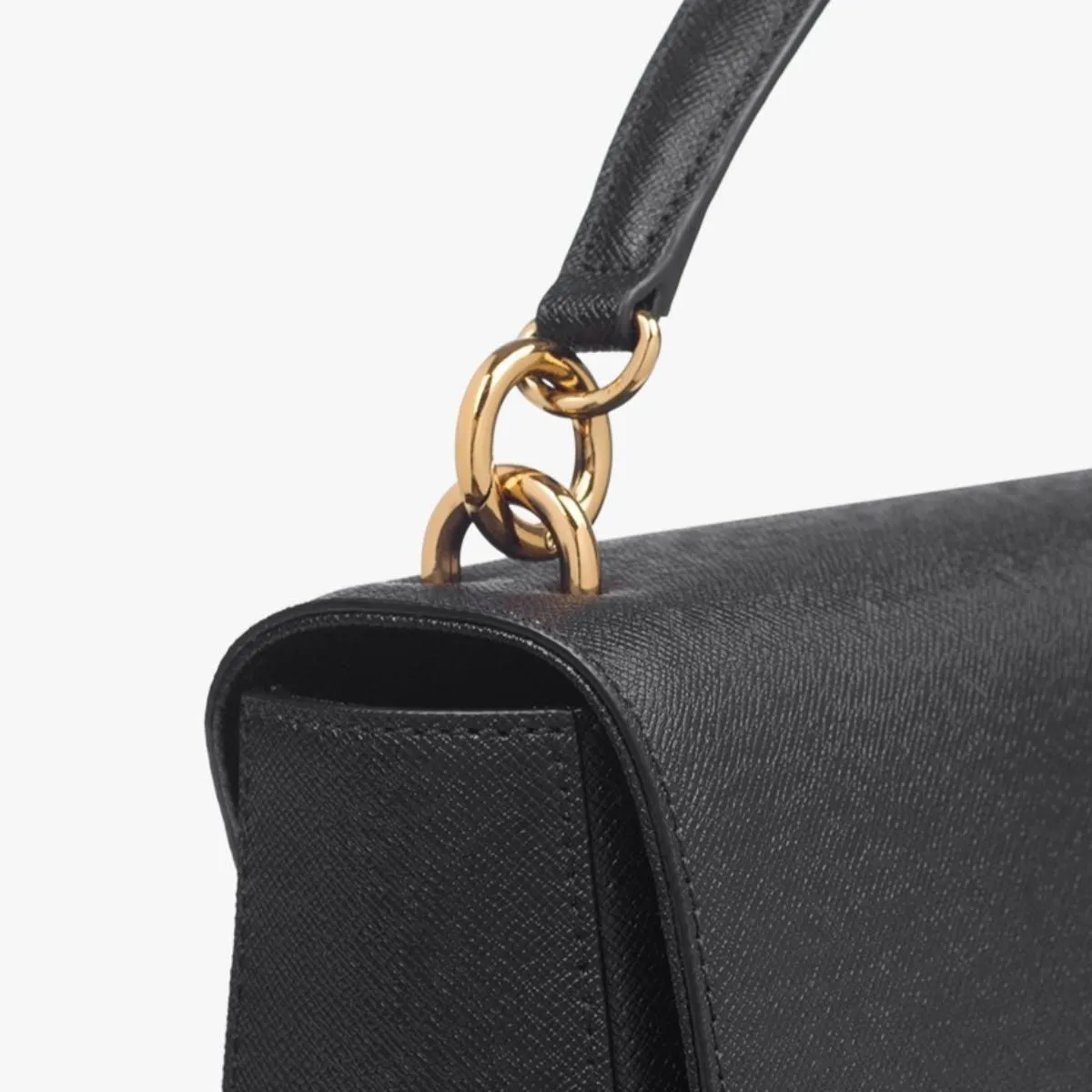 J.ESTINA DELLA SM Shoulder Crossbody Tote Black Leather Metal Chain Adjustable Strap Minyoung Park PICK (JHNCHA2BF875BK010)