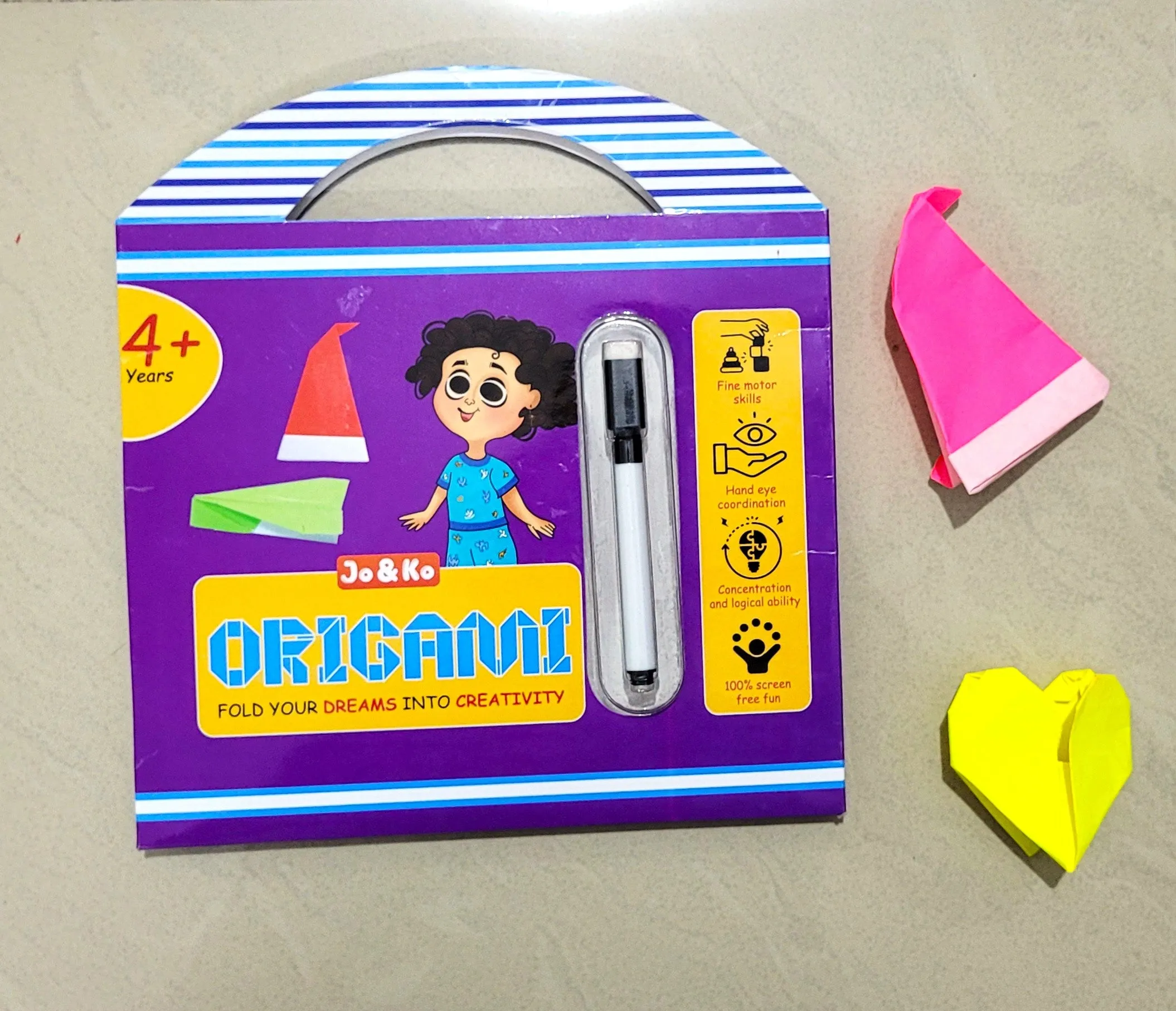 JoGenii Origami Kit- 100 sheets   Instruction booklet   Marker | Travel friendly