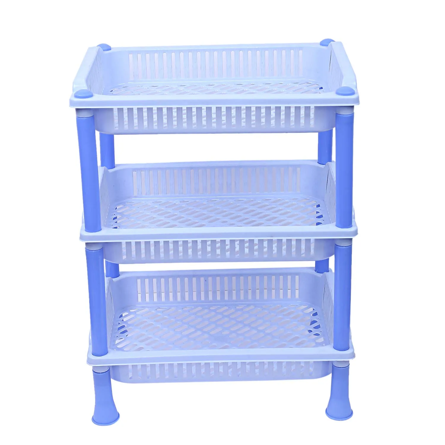 Kuber industries Plastic 2 Pieces 3 Layer Multi-Purpose Kitchen Storage Basket Rack (Blue)-CTKTC13249