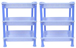Kuber industries Plastic 2 Pieces 3 Layer Multi-Purpose Kitchen Storage Basket Rack (Blue)-CTKTC13249