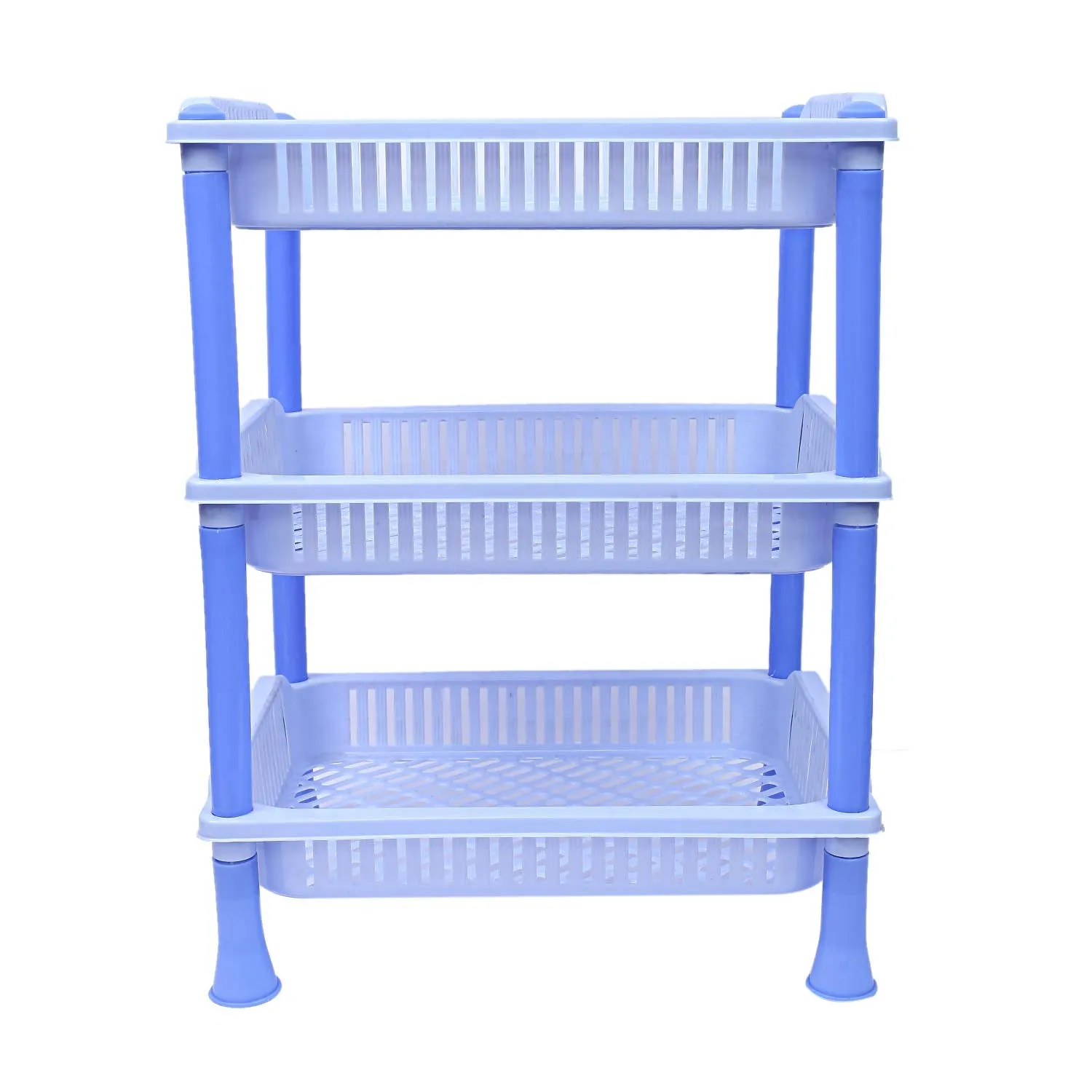 Kuber industries Plastic 2 Pieces 3 Layer Multi-Purpose Kitchen Storage Basket Rack (Blue)-CTKTC13249