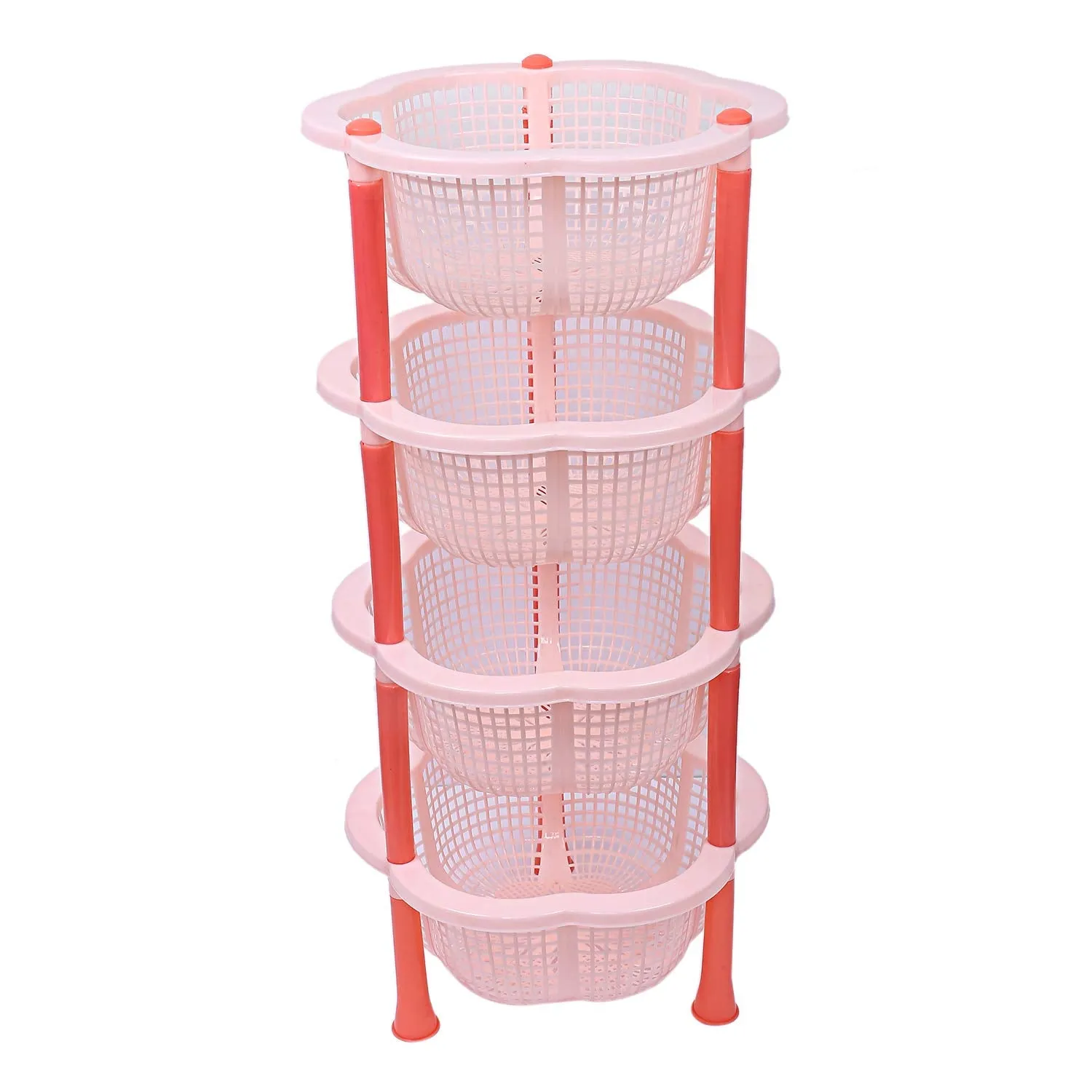 Kuber industries Plastic 2 Pieces 4 Layer Multi-Purpose Kitchen Storage Basket Rack (Beige)-CTKTC13222