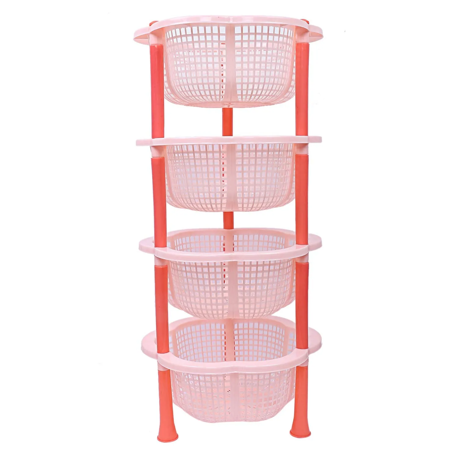 Kuber industries Plastic 2 Pieces 4 Layer Multi-Purpose Kitchen Storage Basket Rack (Beige)-CTKTC13222
