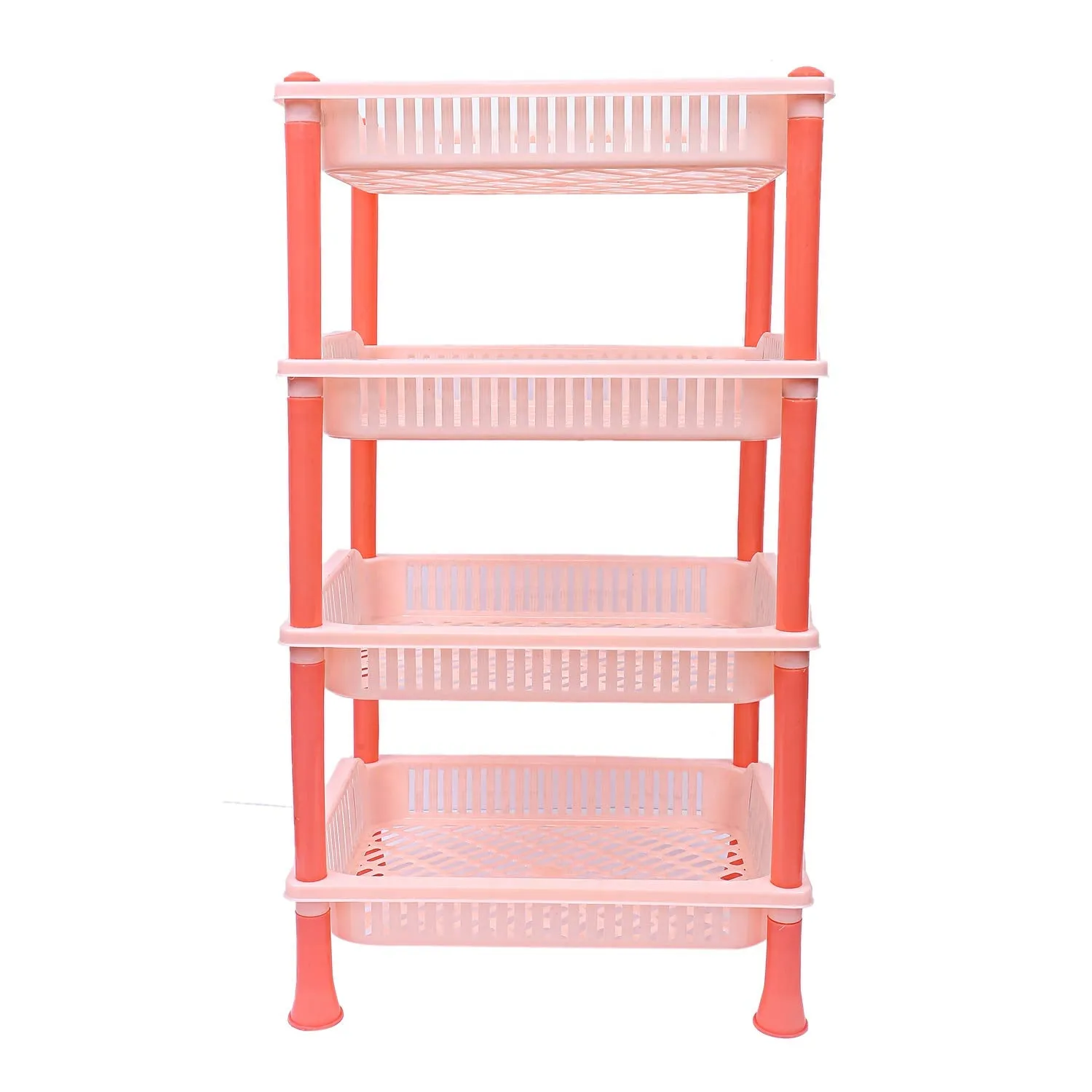 Kuber Industries Plastic 2 Pieces 4 Layer Multi-Purpose Kitchen Storage Basket Rack (Beige)-Ctktc25280