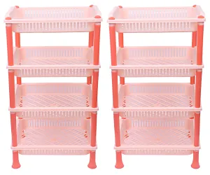 Kuber Industries Plastic 2 Pieces 4 Layer Multi-Purpose Kitchen Storage Basket Rack (Beige)-Ctktc25280