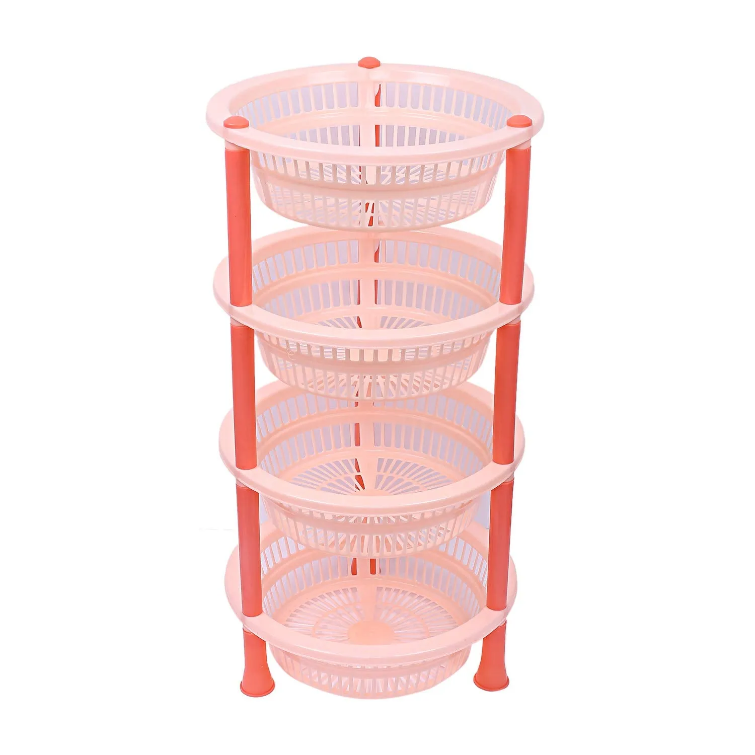 Kuber Industries Plastic 4 Layer Multi-Purpose Kitchen Storage Basket Rack (Beige)-Ctktc13208