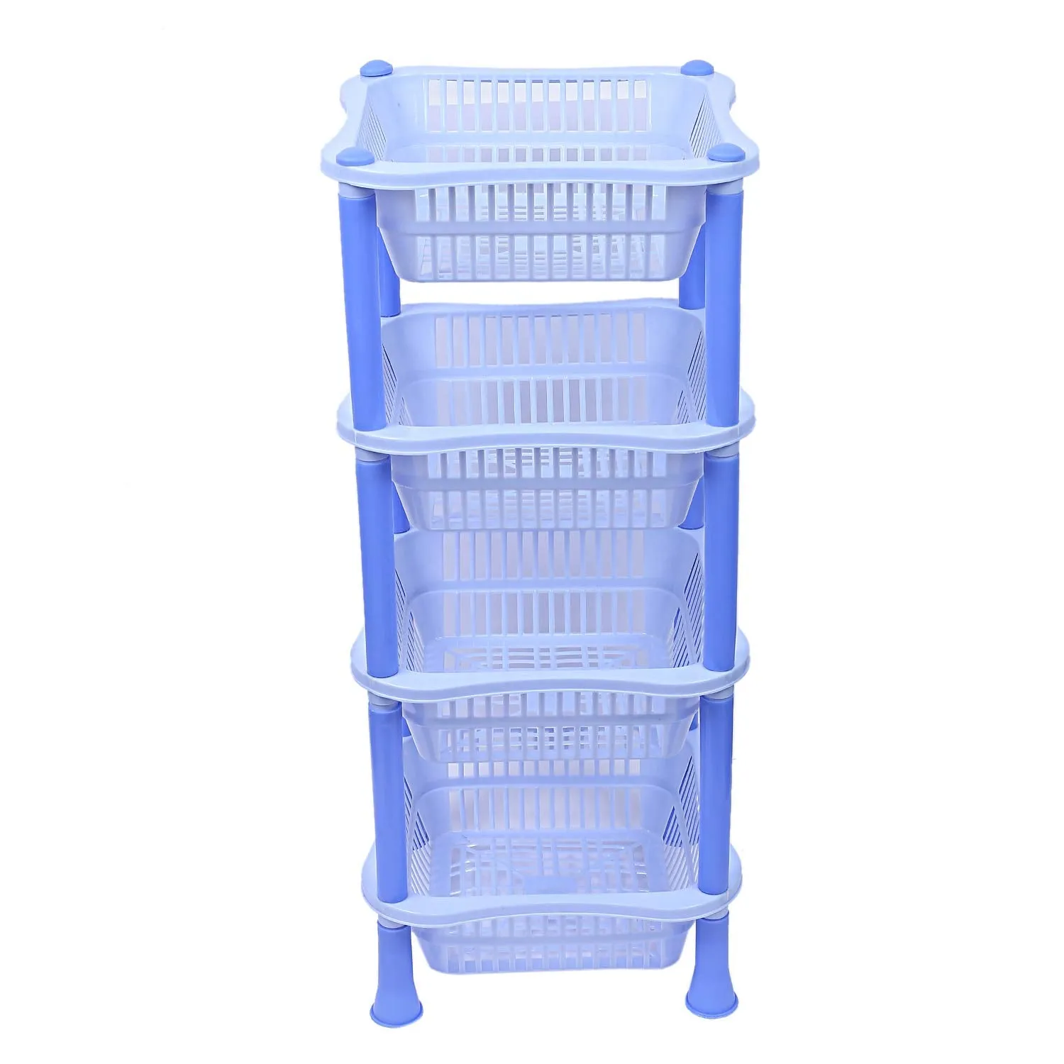 Kuber industries Plastic 4 Layer Multi-Purpose Kitchen Storage Basket Rack (Blue)-CTKTC25267