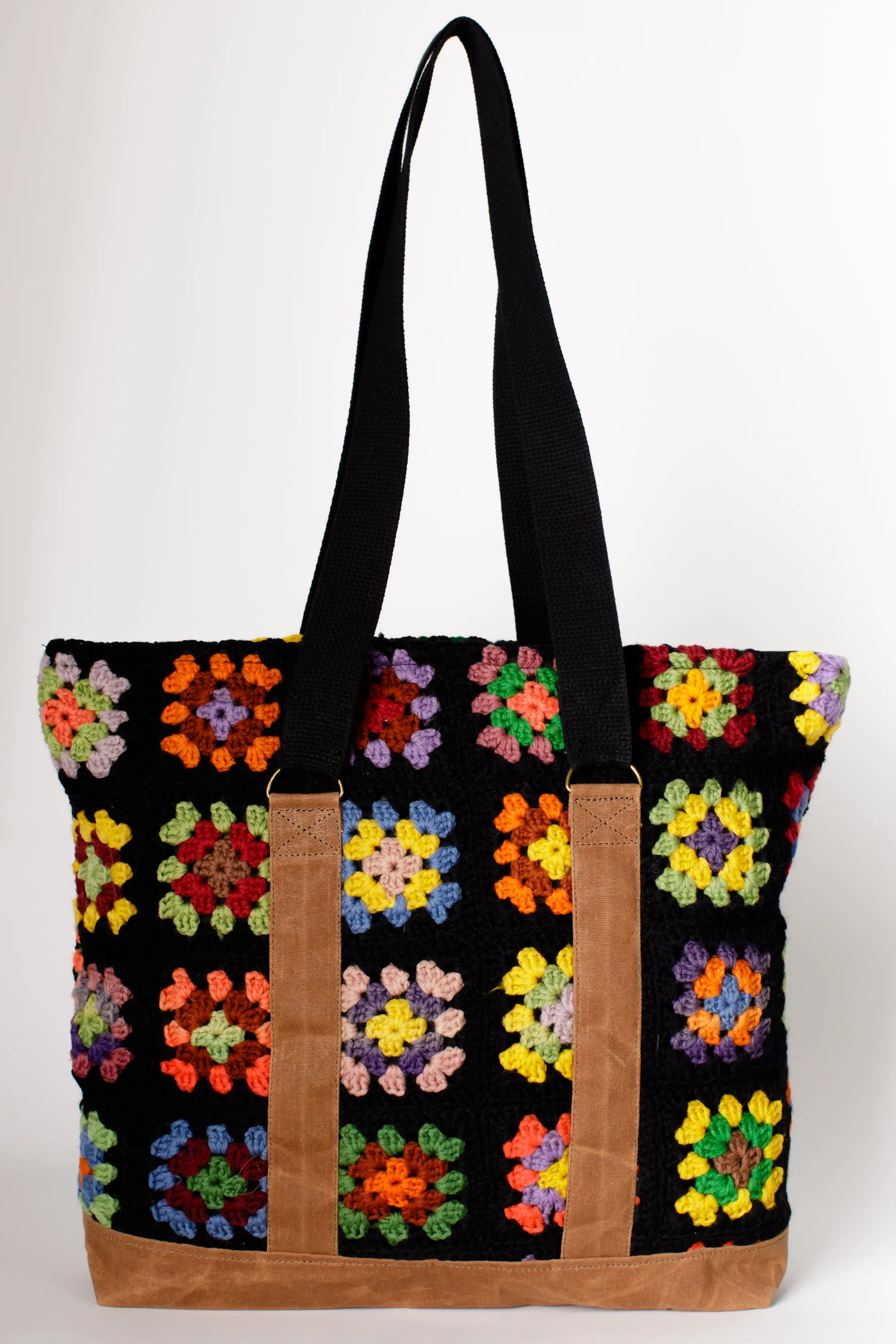 Large Granny Squares Tote (Brown)