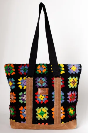 Large Granny Squares Tote (Brown)