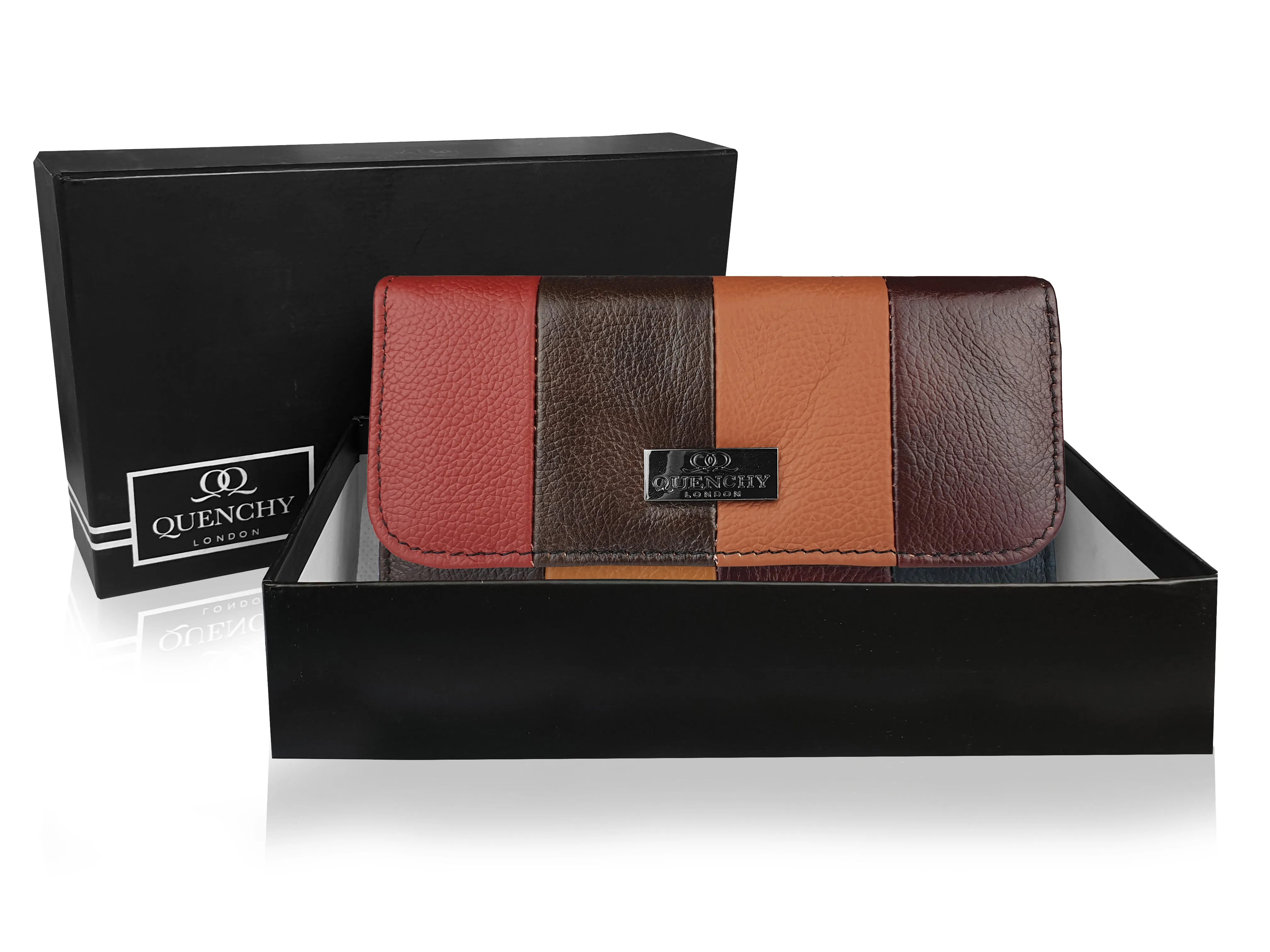 Large Real Leather Ladies Purse - Multi Coloured, 7 Cards RFID Blocking