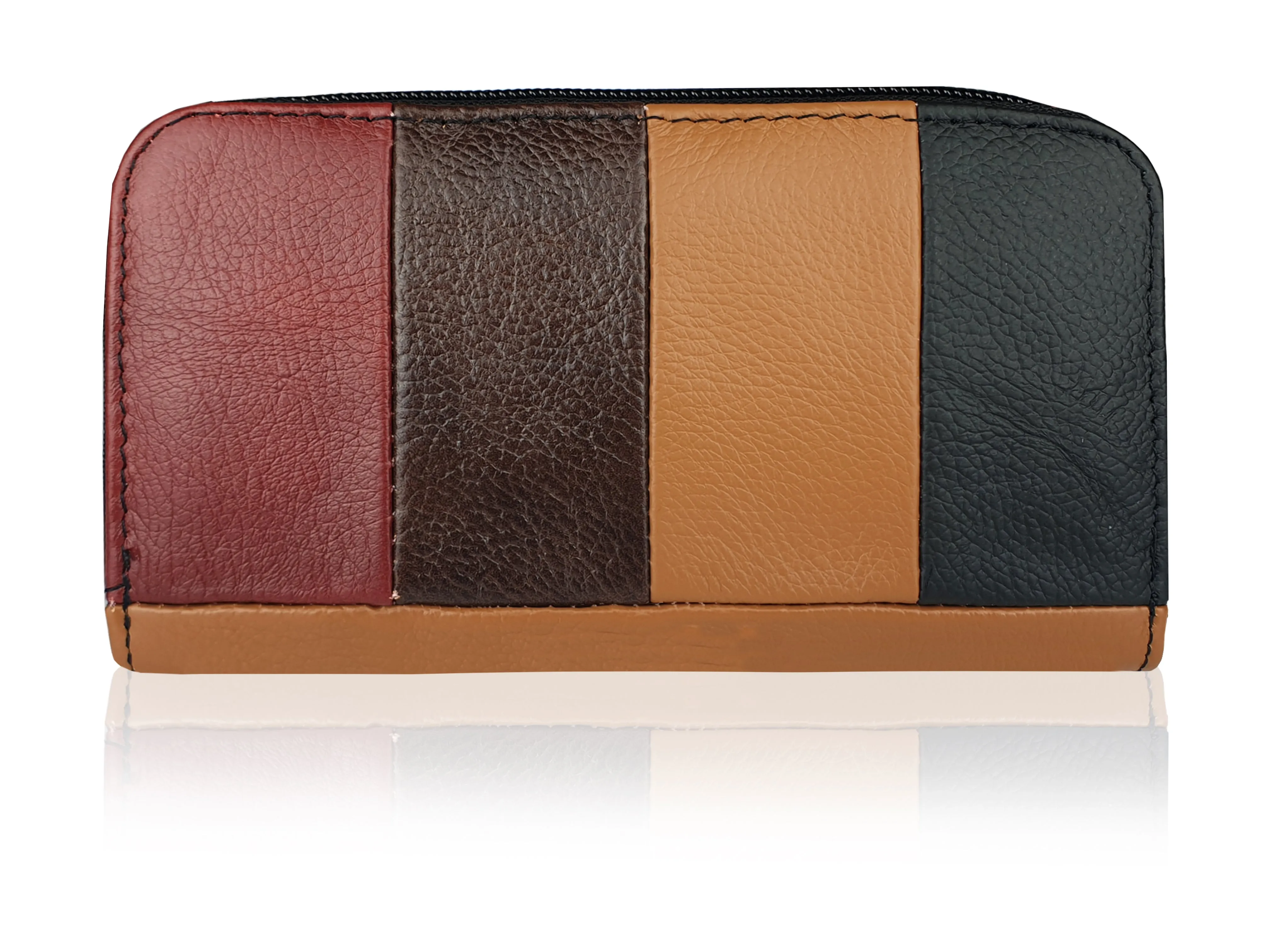 Large Real Leather Ladies Purse - Multi Coloured, 7 Cards RFID Blocking