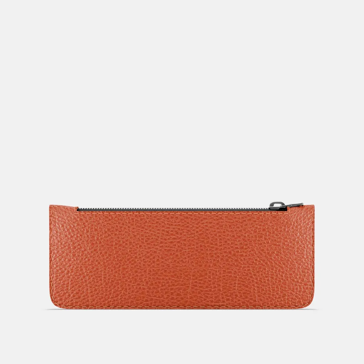 Leather Pencil Case - Orange and Beige