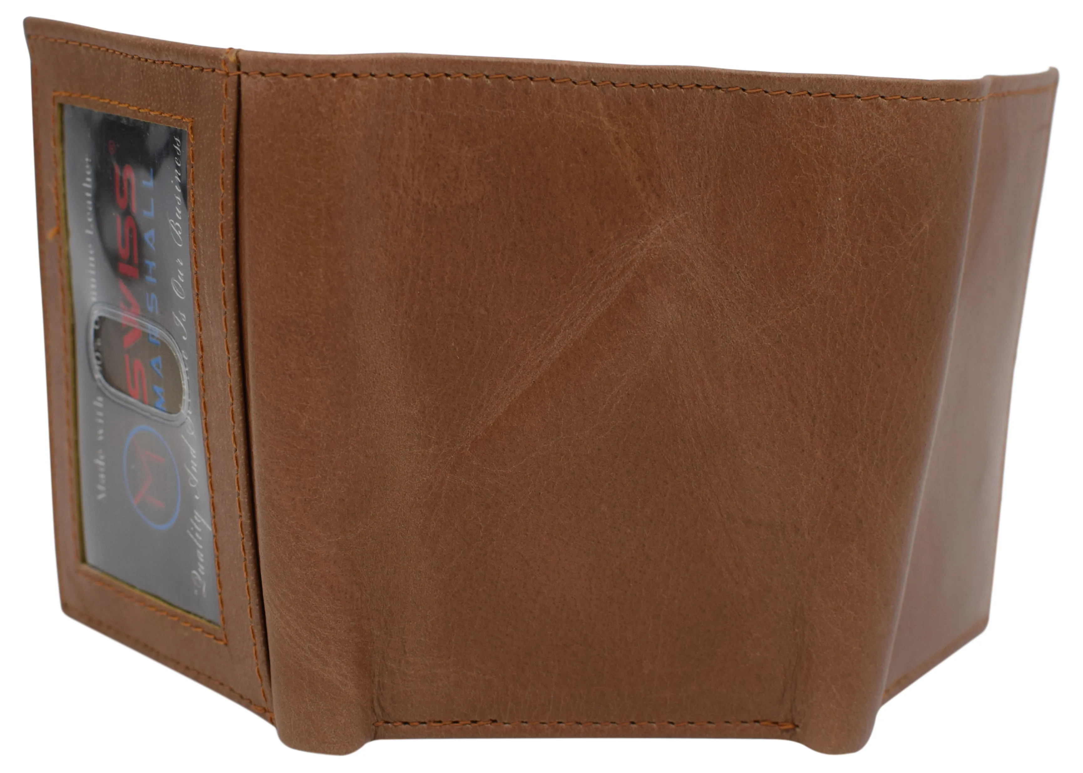 Leather RFID Blocking Trifold Credit Card Mens Wallet W/Outside ID Window & Box RFID521355