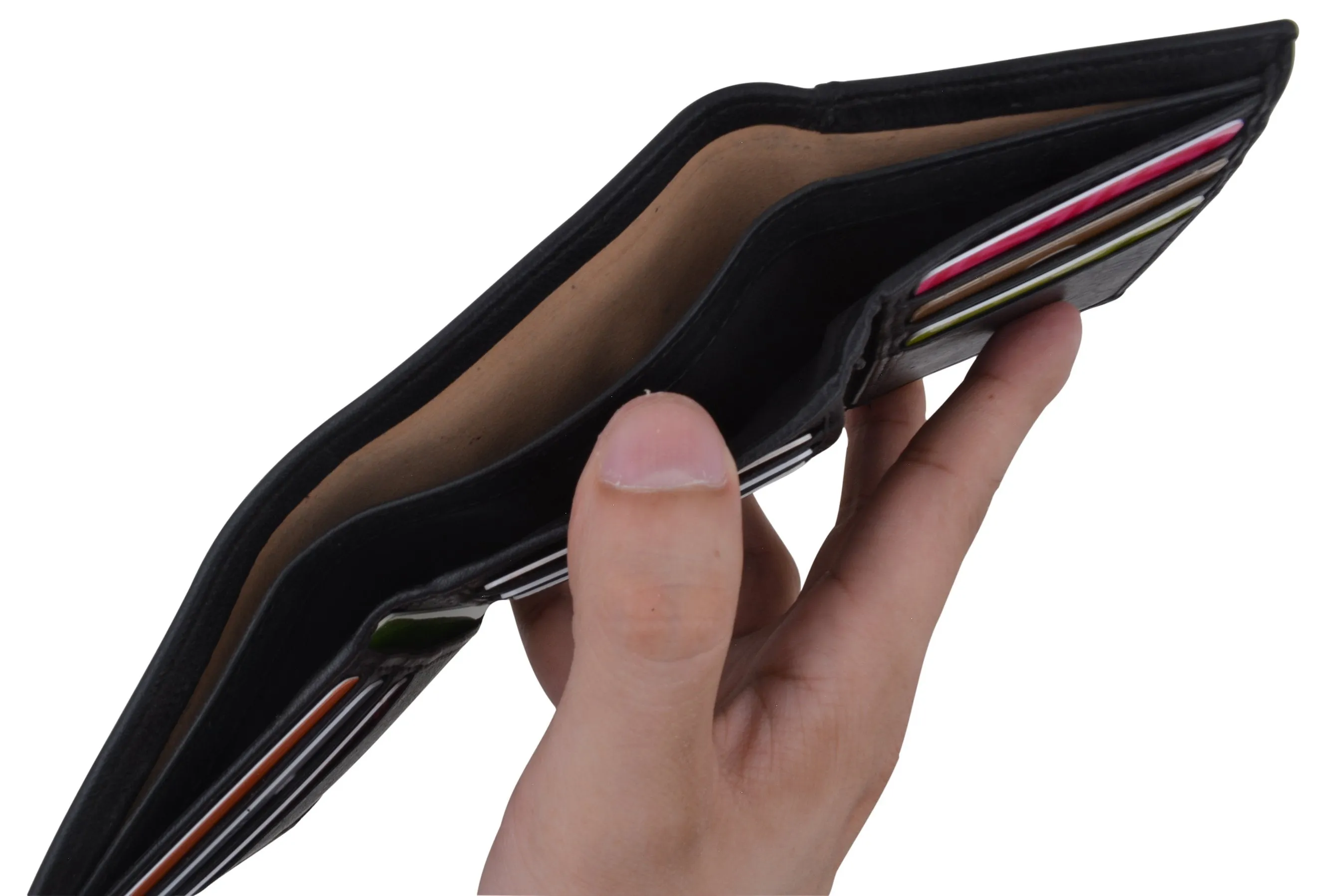 Leather RFID Blocking Trifold Credit Card Mens Wallet W/Outside ID Window & Box RFID521355