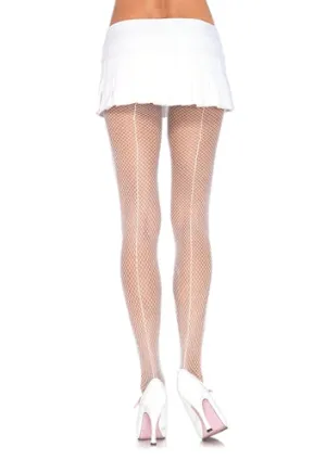 Leg Avenue Fishnet Backseam Pantyhose - One Size - White