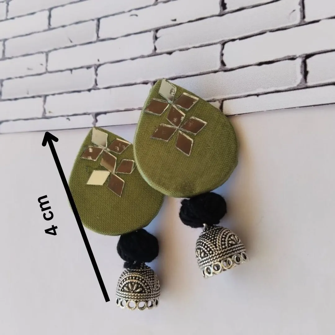 Light Green Ethnic Mirror Earrings