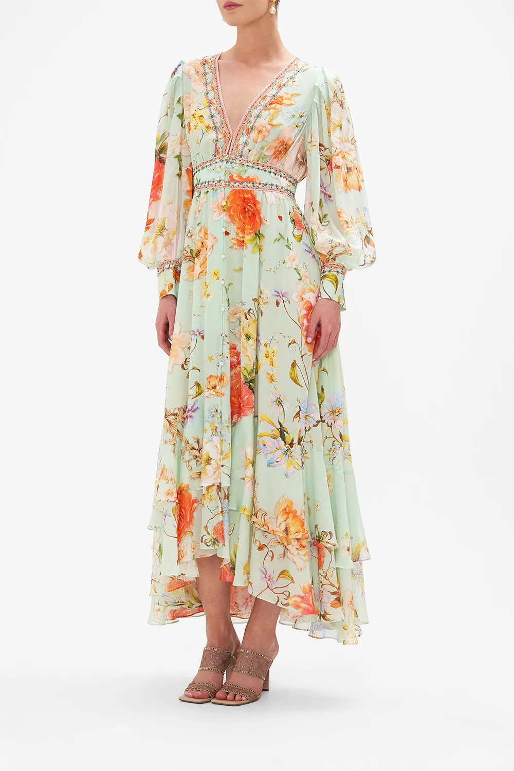 LONG BUTTON FRONT DRESS TALK THE WALK