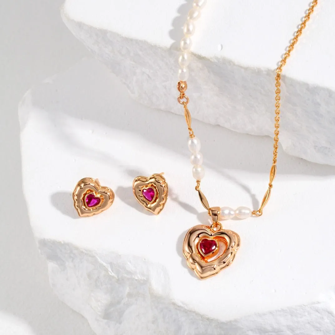 Love Heart Zirconia Earrings