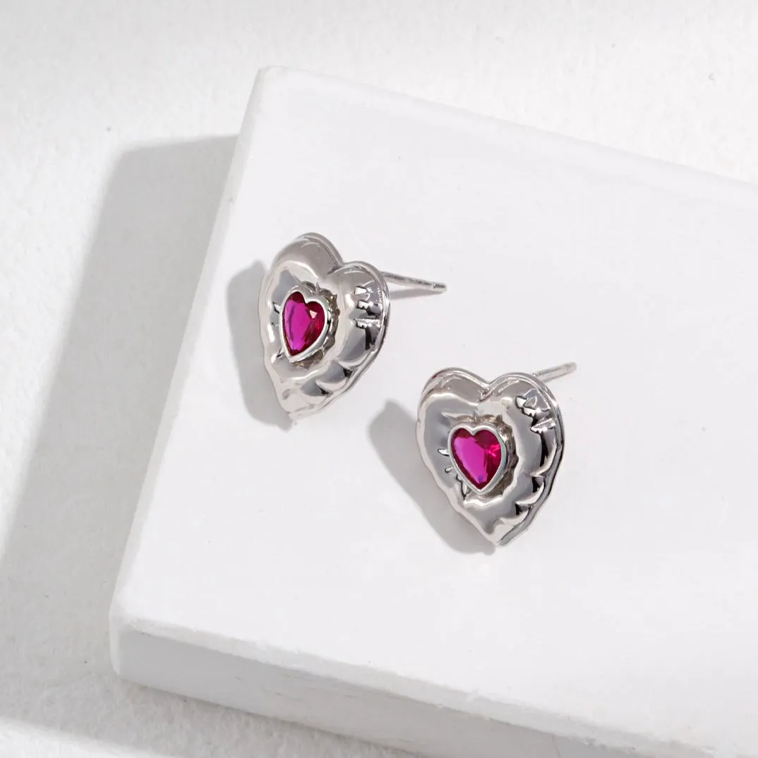 Love Heart Zirconia Earrings