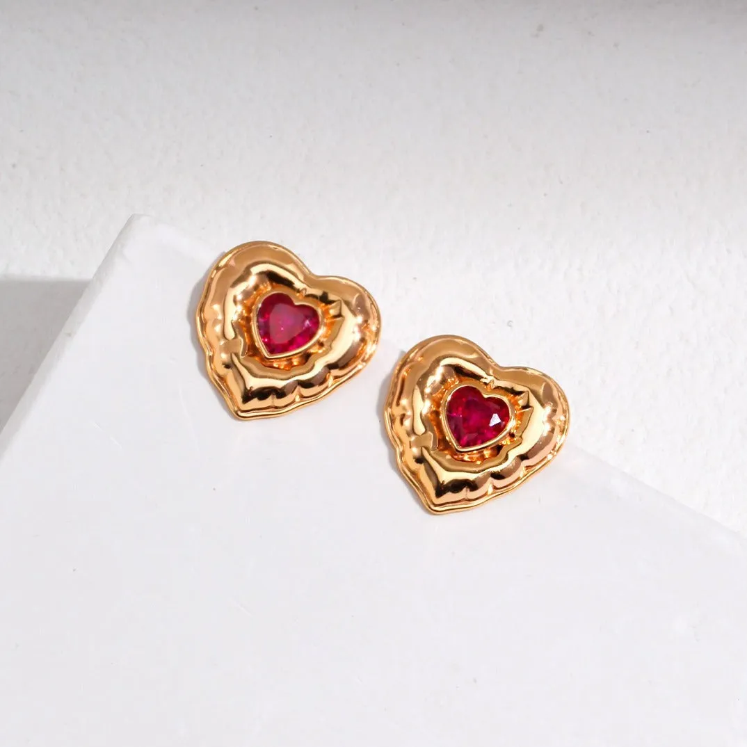 Love Heart Zirconia Earrings