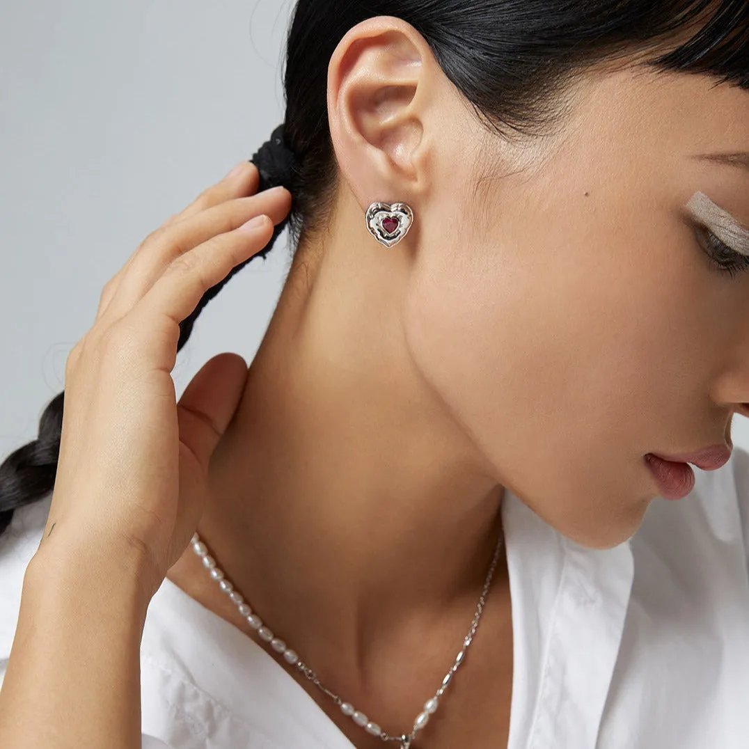 Love Heart Zirconia Earrings