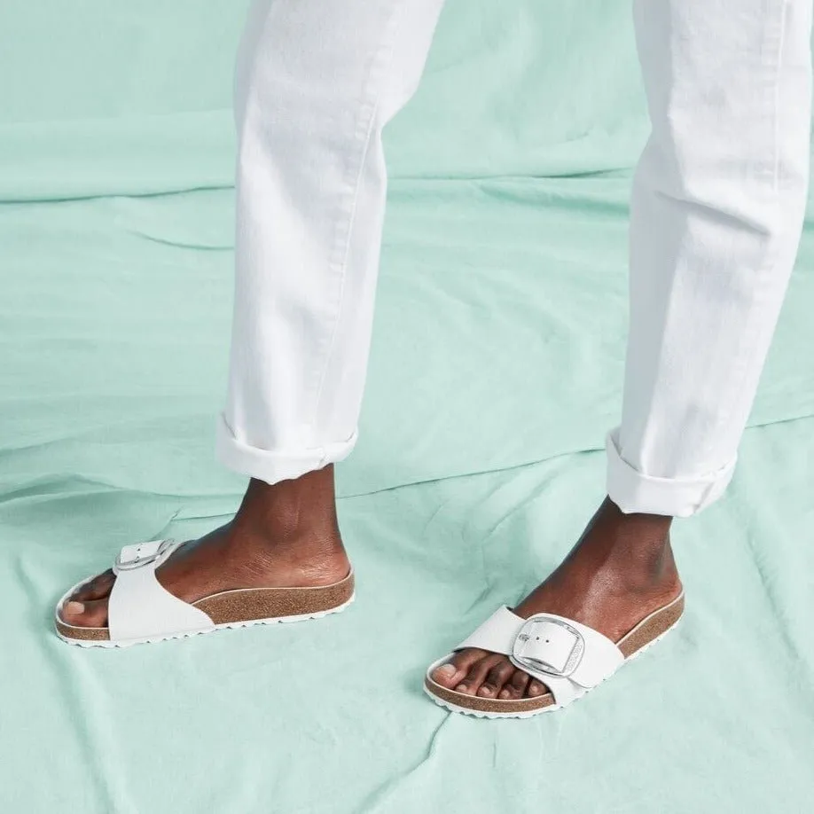 Madrid Big Buckle - White Leather