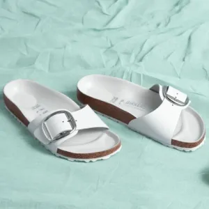 Madrid Big Buckle - White Leather