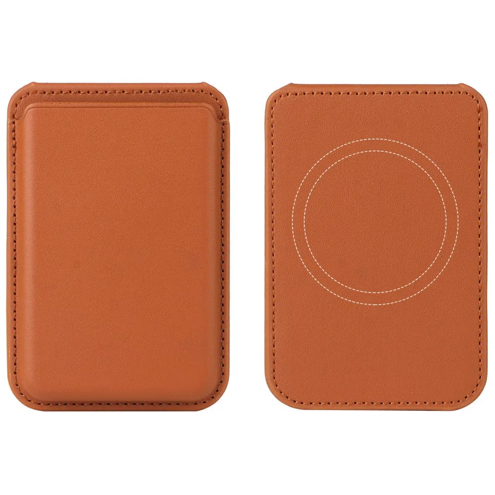 Magnetic MagSafe Leather Wallet Credit Card Holder   Kickstand Stand - Brown