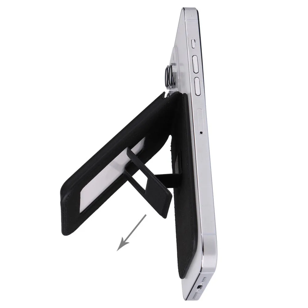 Magnetic MagSafe Leather Wallet Credit Card Holder   Kickstand Stand - Brown