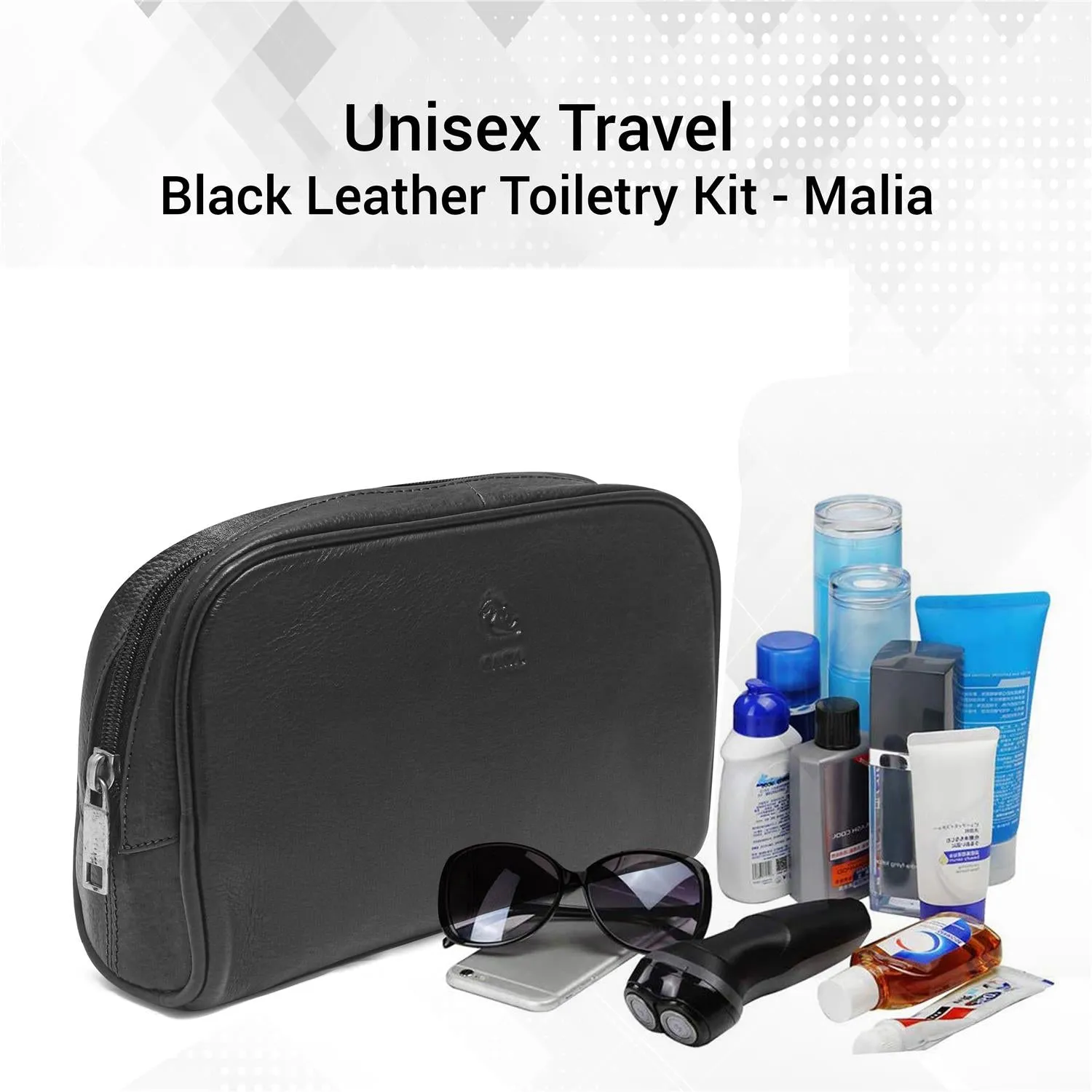 Malia Tan Leather Wash Bag for Men and Women