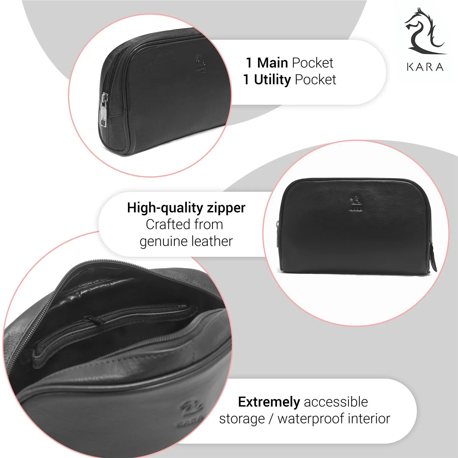 Malia Tan Leather Wash Bag for Men and Women