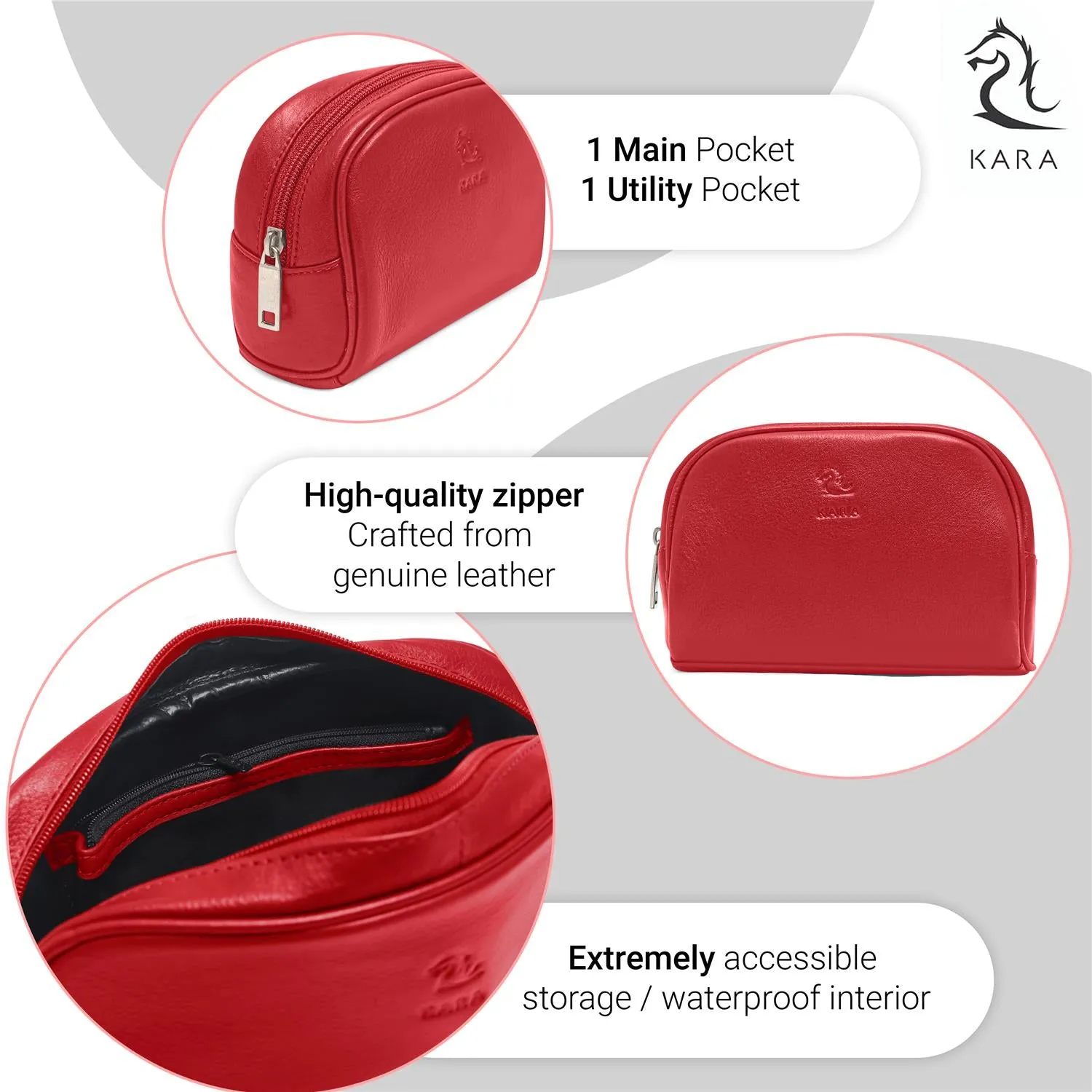 Malia Tan Leather Wash Bag for Men and Women