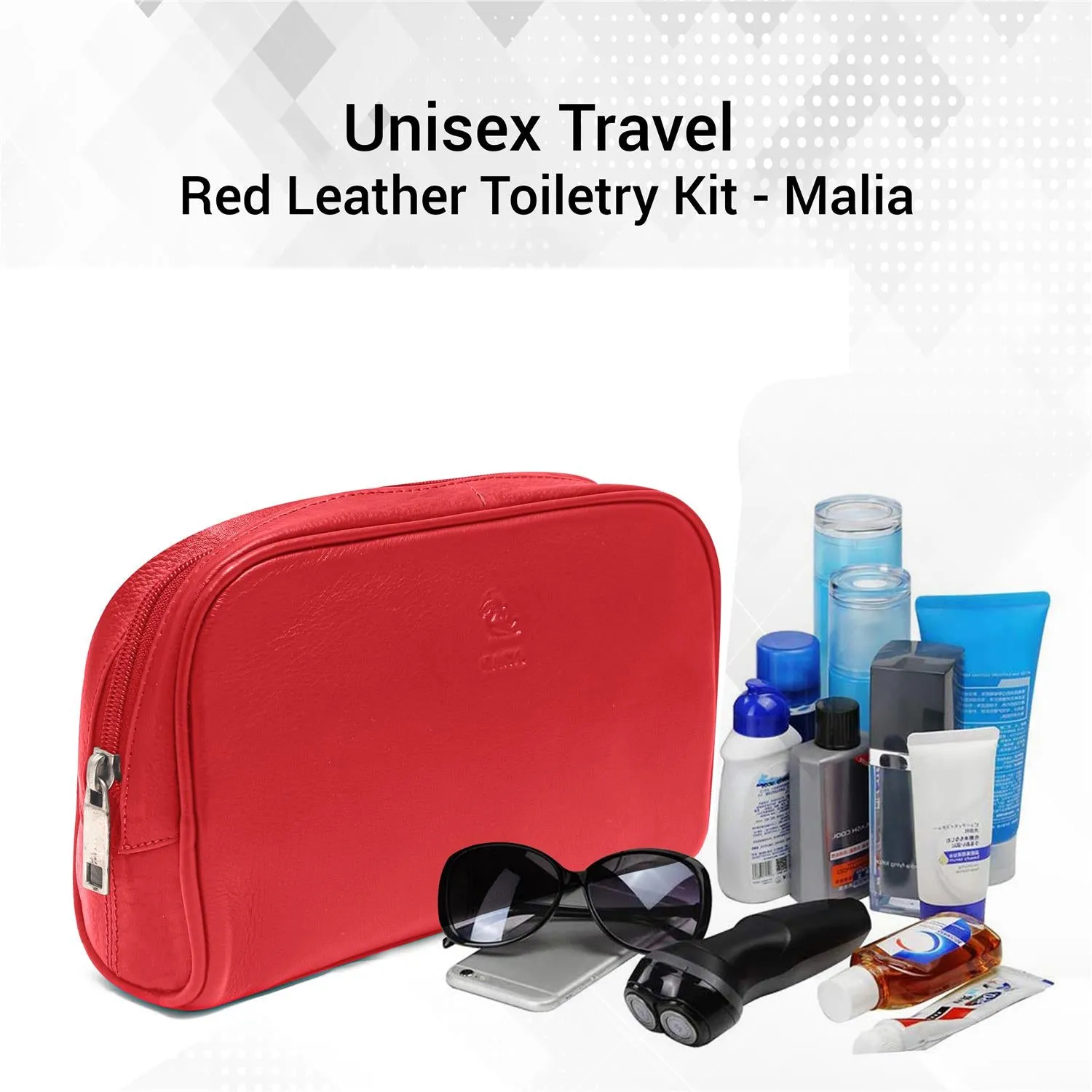 Malia Tan Leather Wash Bag for Men and Women