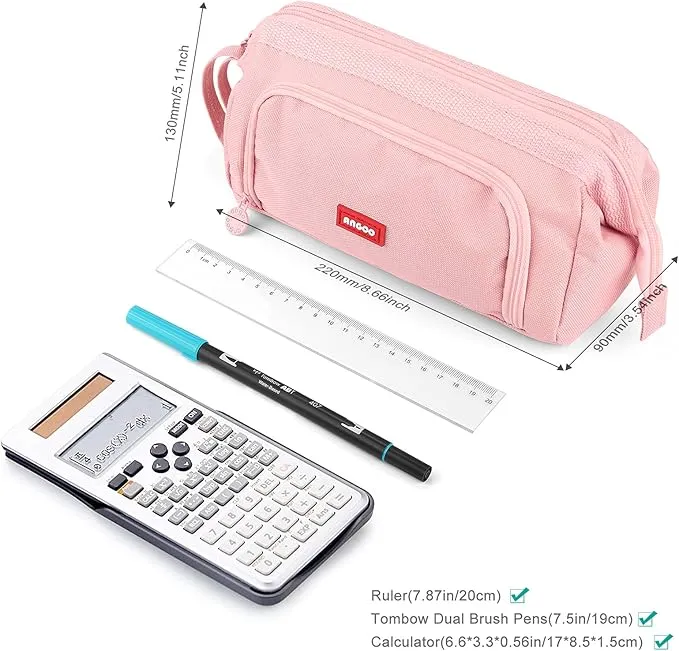 Mamowla Large Pencil Cases for Girls Super Big Pencil Case for Women Zipper Smoothy Pen Case Pouch Holder Stationery Organizer Duarable School Pencil Cases